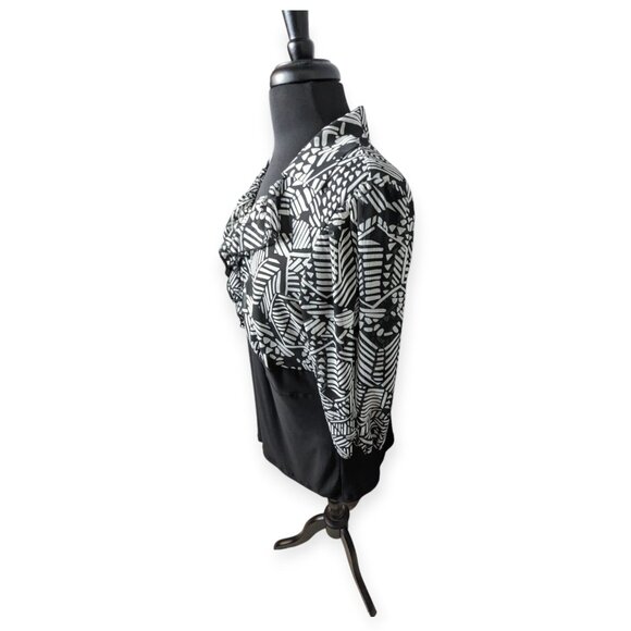 Studio 1940 Black & White Long Sleeve Top Size 14/16 - Picture 5 of 13